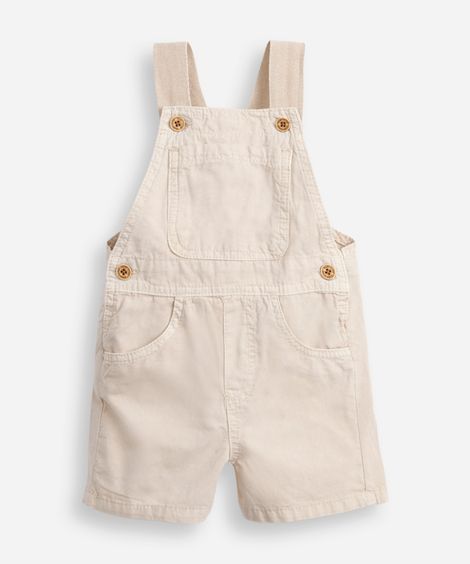 jardineira curta infantil de sarja bege