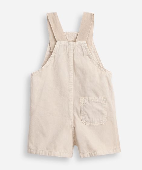 jardineira curta infantil de sarja bege