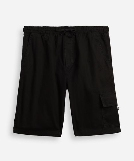 bermuda baggy juvenil de sarja com bolsos cargo preta