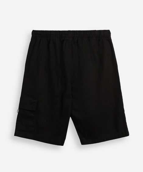 bermuda baggy juvenil de sarja com bolsos cargo preta