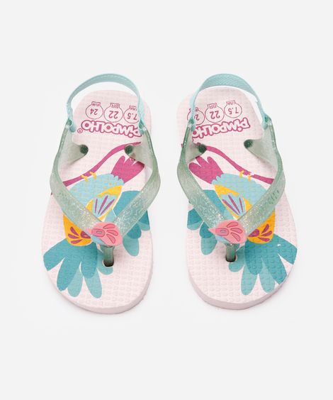 chinelo infantil pimpolho passarinho rosa