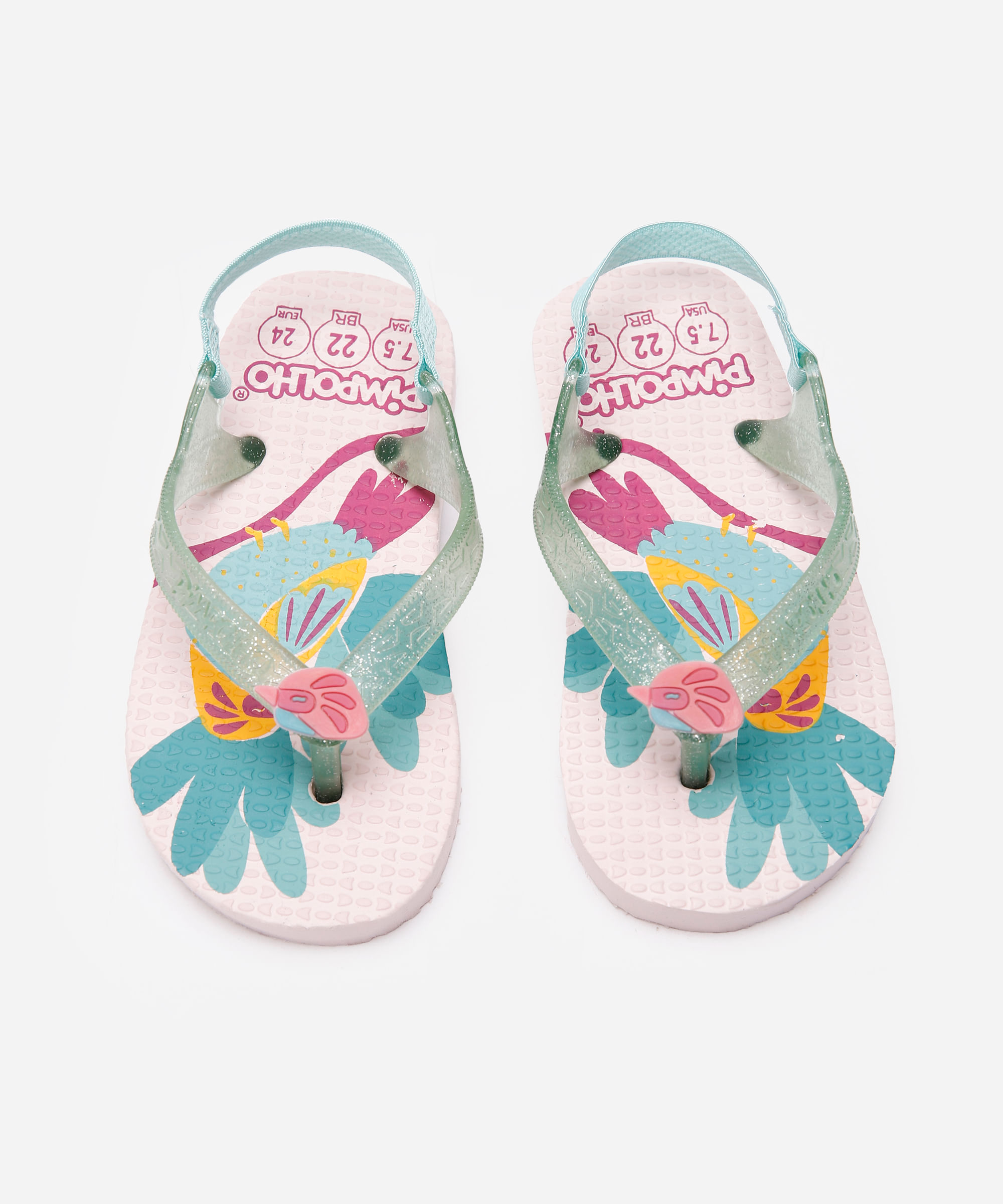 chinelo infantil pimpolho passarinho rosa