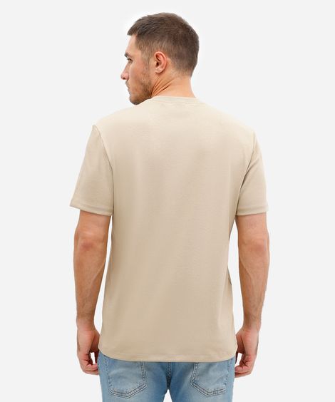 camiseta de algodão peruano bold manga curta bege