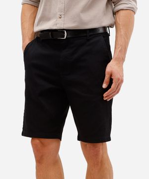 bermuda slim masculina de sarja com cinto preta