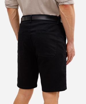 bermuda slim masculina de sarja com cinto preta