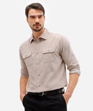 camisa de veludo cotelê bege