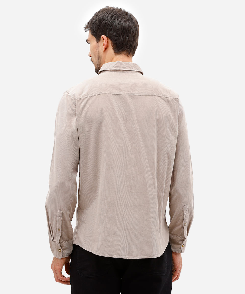 camisa de veludo cotelê bege