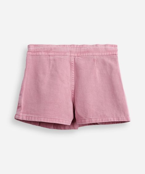 short saia plissada infantil de sarja rosa