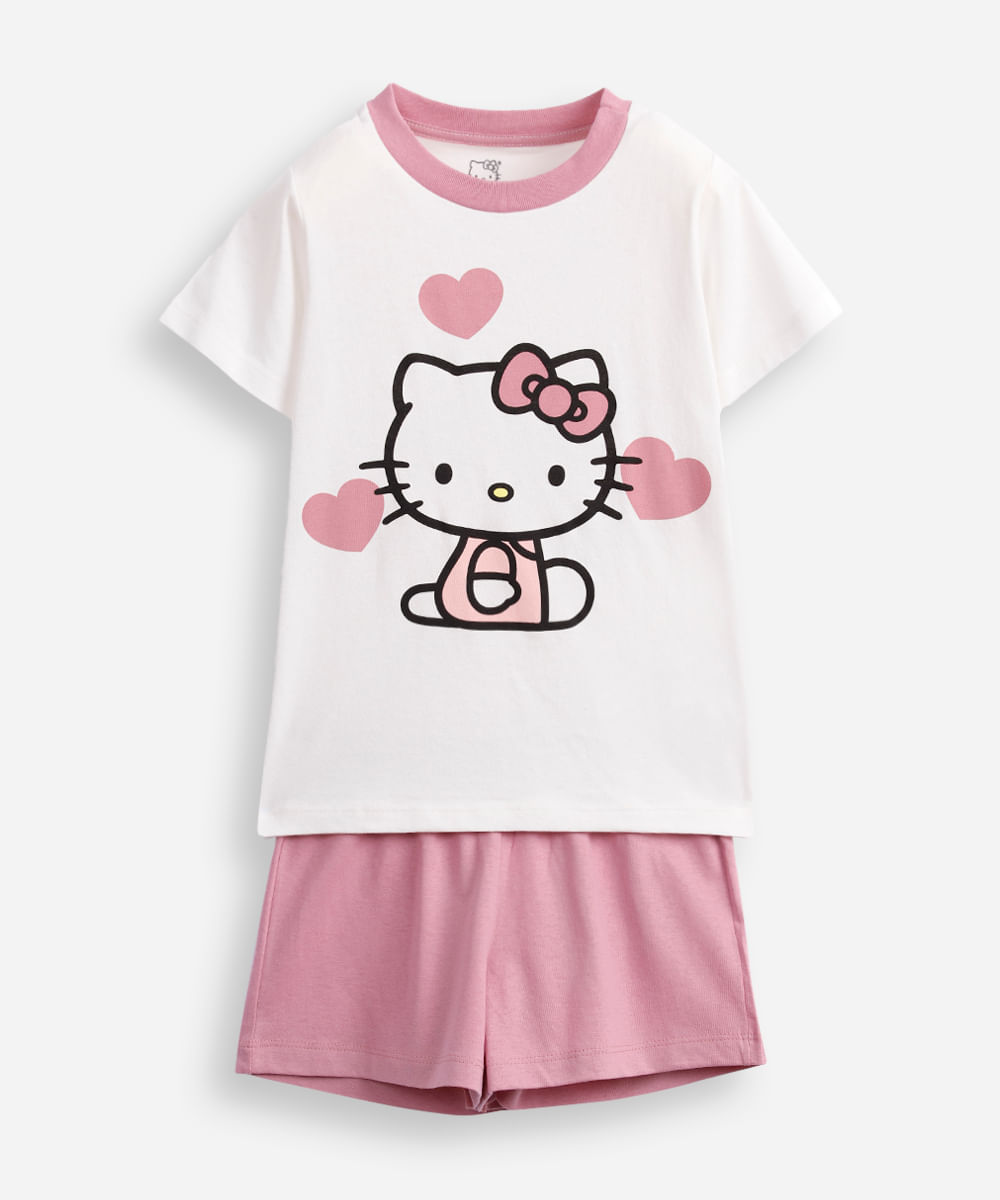 pijama curto infantil hello kitty off white