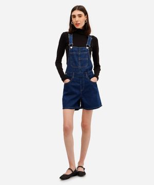 jardineira feminina jeans azul
