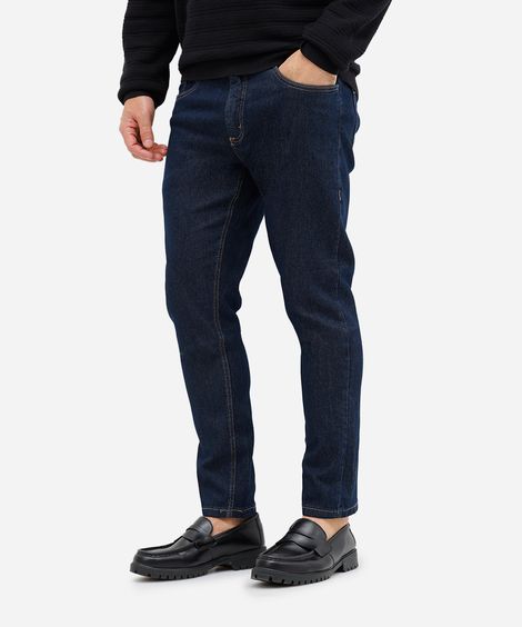 calça slim masculina jeans cropped azul