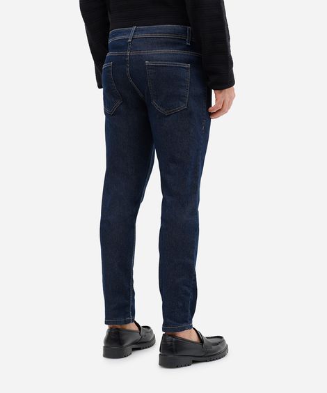 calça slim masculina jeans cropped azul