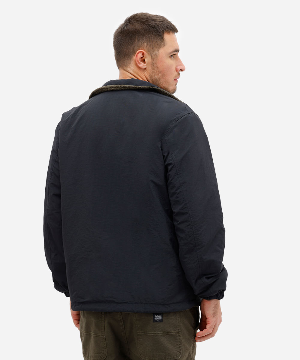 jaqueta masculina dupla face com sherpa preta