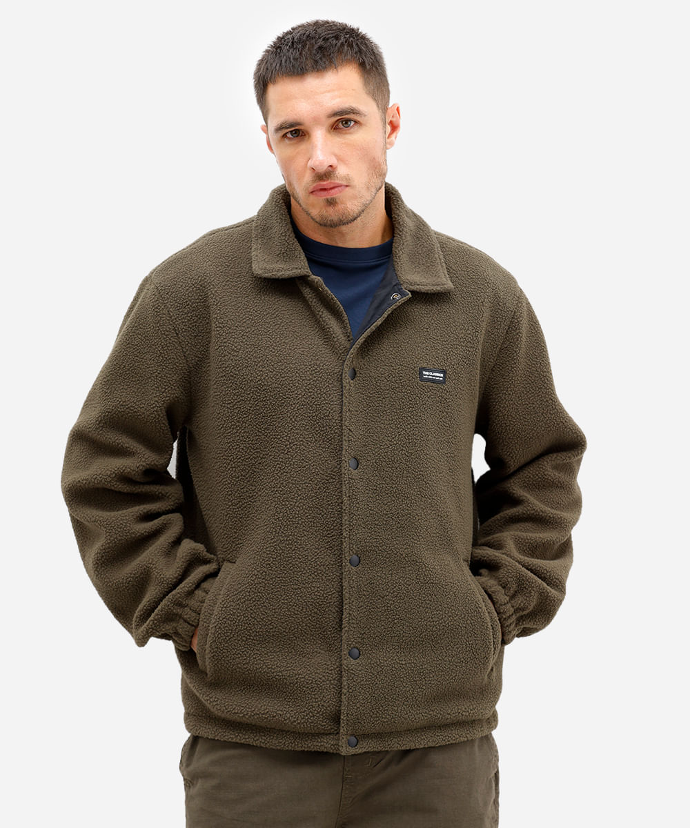 jaqueta masculina dupla face com sherpa preta