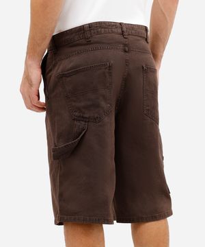 bermuda baggy masculina de sarja marrom