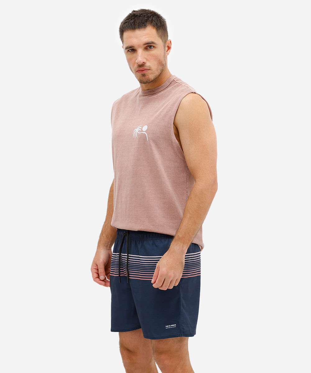 short masculino listrado  cós elástico azul