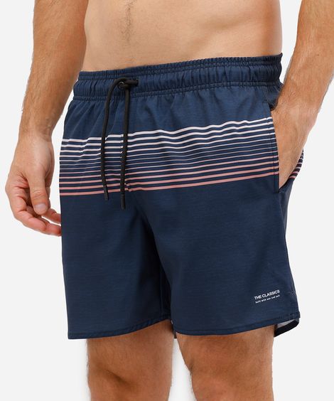 short masculino listrado  cós elástico azul