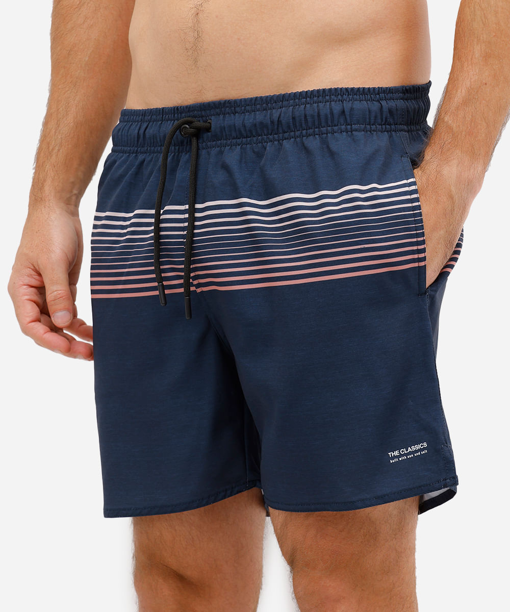 short masculino listrado  cós elástico azul