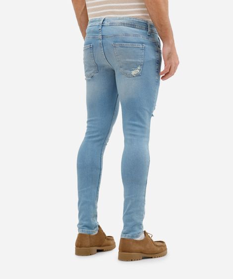 calça skinny masculina jeans destroyed azul