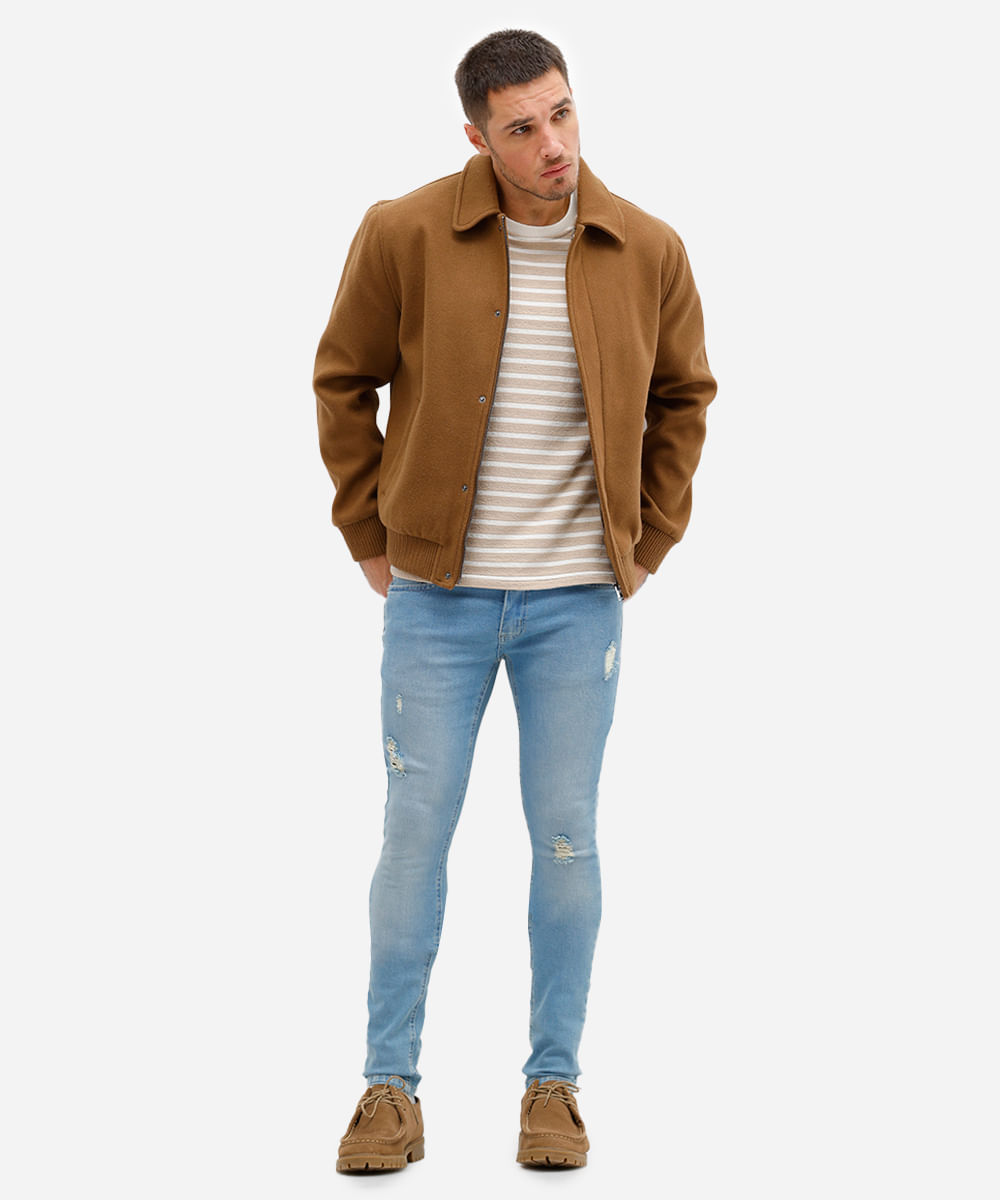 calça skinny masculina jeans destroyed azul