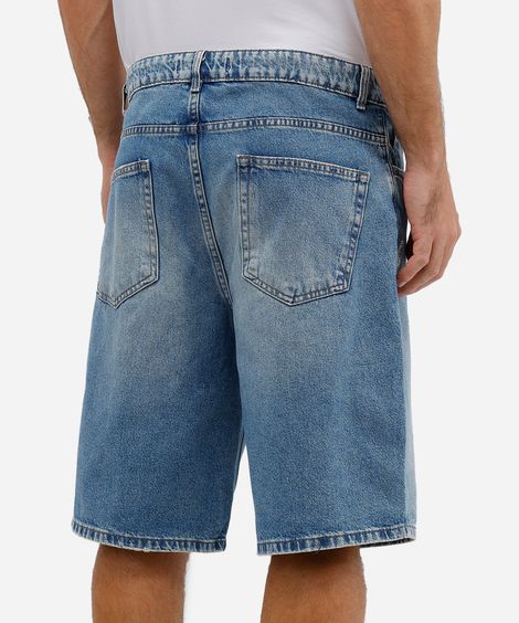 bermuda baggy masculina jeans destroyed azul