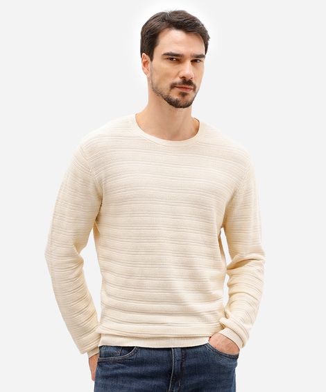 suéter masculino de tricot texturizado off white