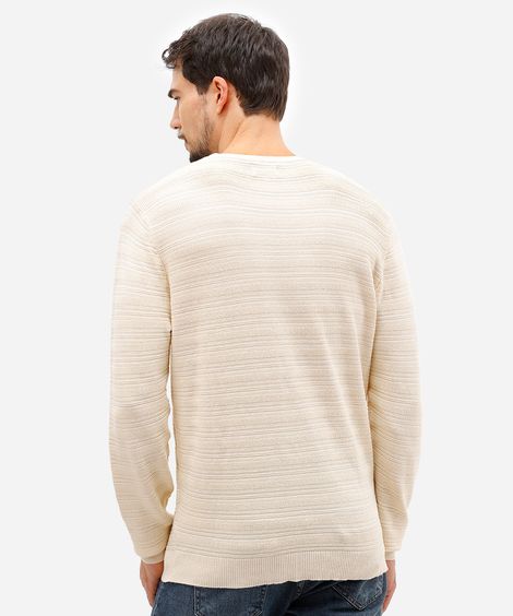 suéter masculino de tricot texturizado off white