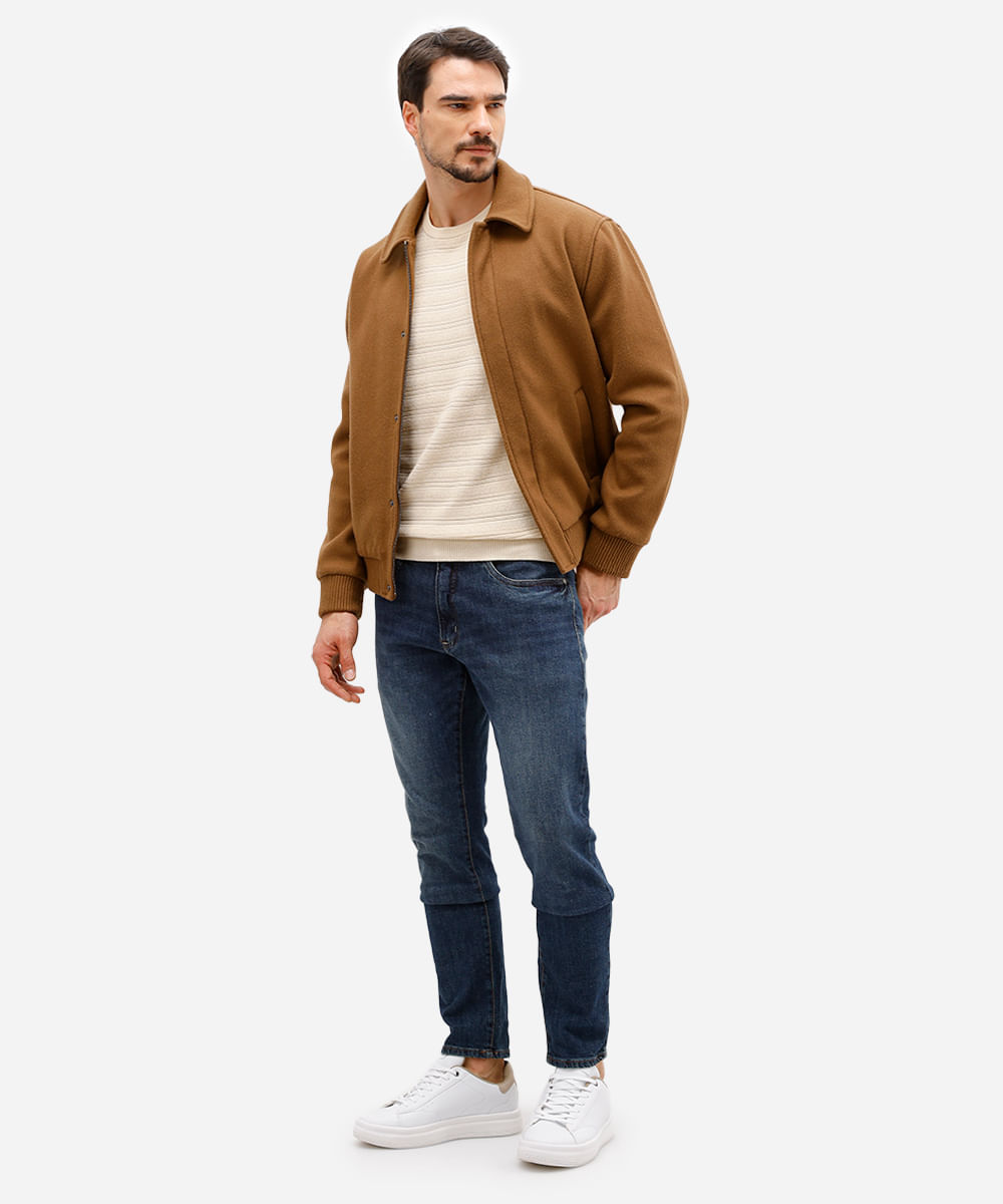 suéter masculino de tricot texturizado off white