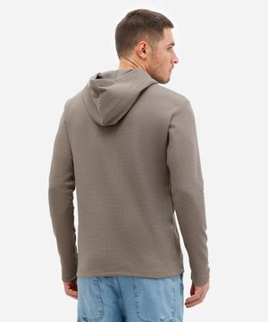 camiseta básica masculina com capuz texturizada verde