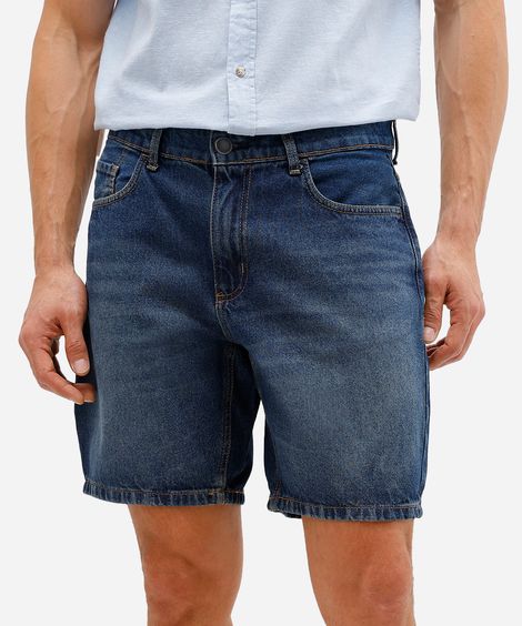bermuda slim masculina jeans azul