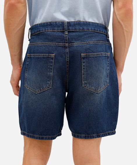 bermuda slim masculina jeans azul