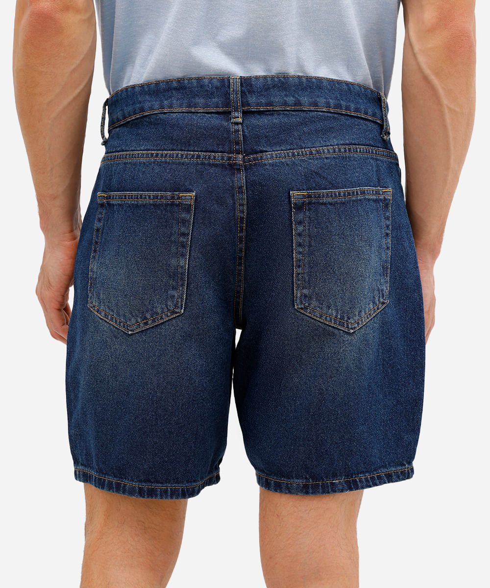 bermuda slim masculina jeans azul