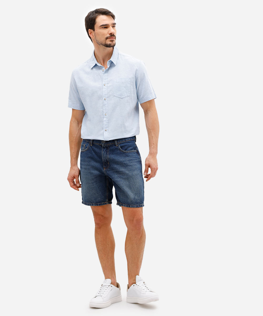 bermuda slim masculina jeans azul