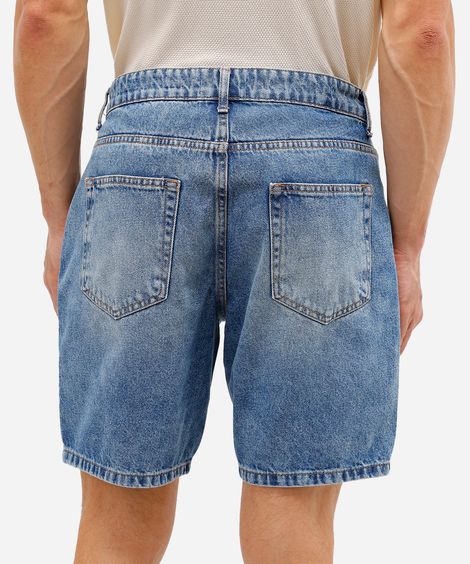 bermuda slim masculina jeans azul