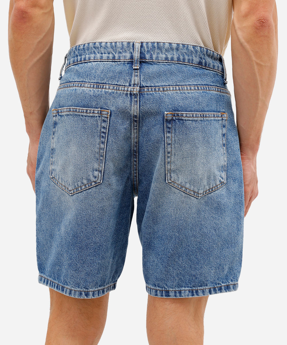 bermuda slim masculina jeans azul