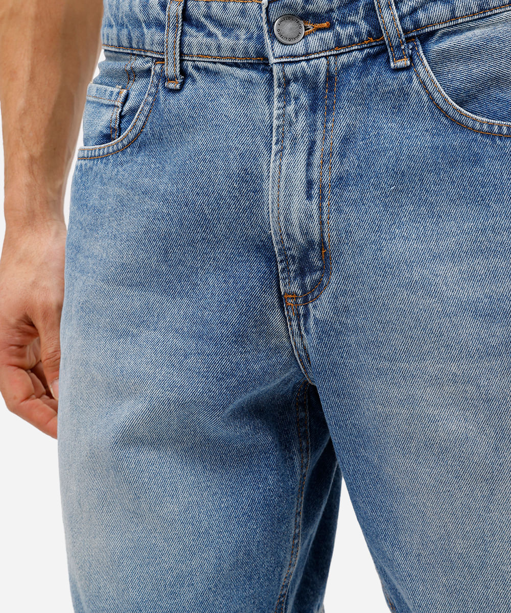 bermuda slim masculina jeans azul