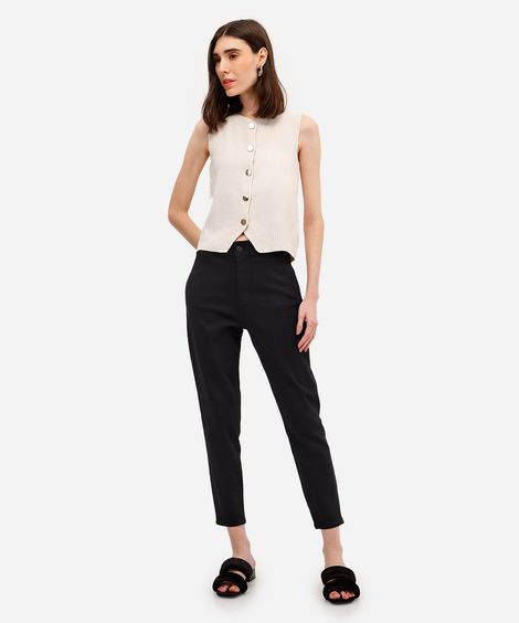 calça mom feminina de sarja sawary preta