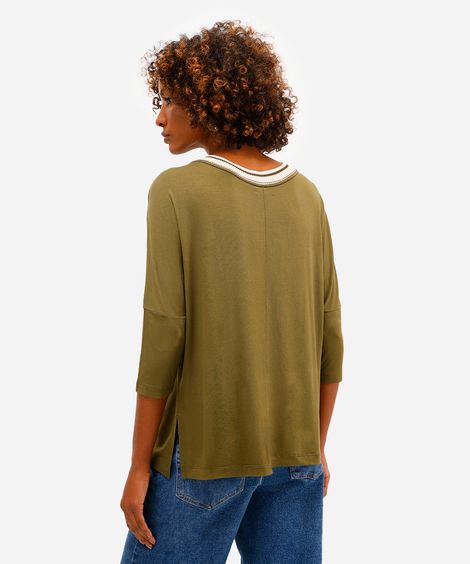 blusa feminina de viscose decote redondo verde