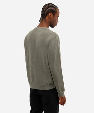 blusão masculino de moletom sem felpa estonado verde