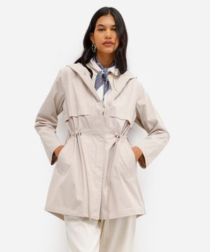 parka feminina com capuz e forro bege