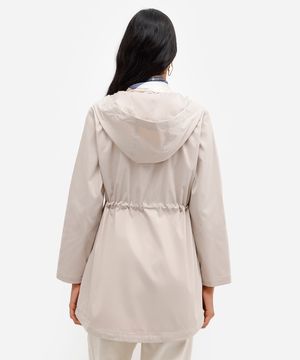 parka feminina com capuz e forro bege