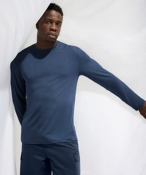 camiseta comfort masculina manga longa AIRtech azul