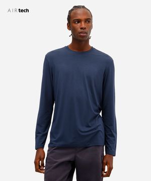 camiseta comfort masculina manga longa AIRtech azul