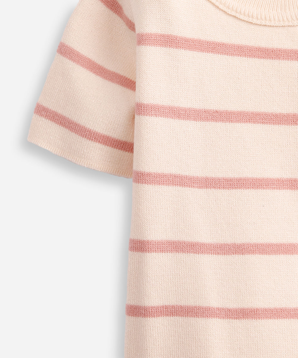 cropped de tricot infantil listrado - rosa velho