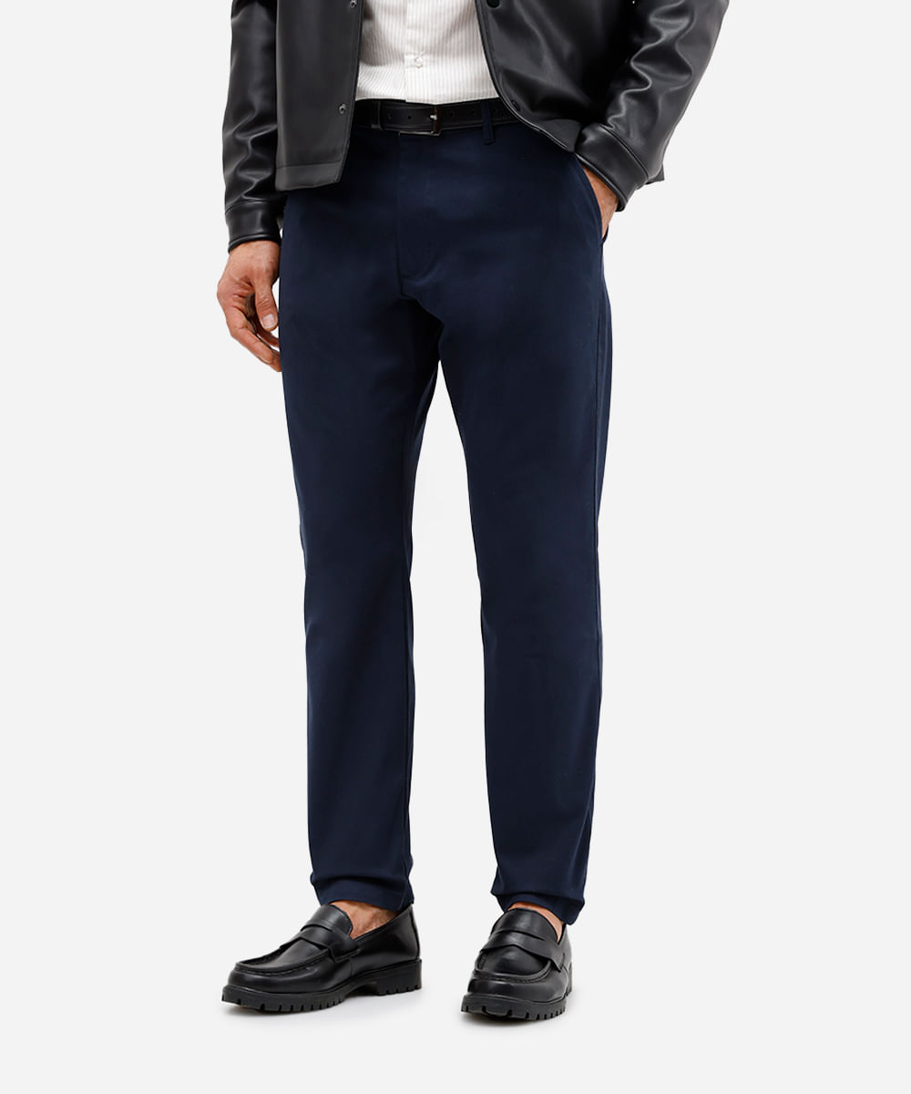 calça social slim de alfaiataria masculina azul