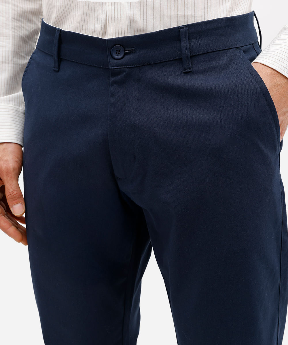 calça social slim de alfaiataria masculina azul