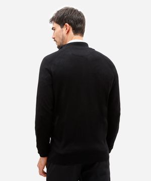 suéter masculino de tricot com zíper preto