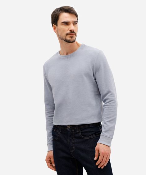 camiseta masculina manga longa texturizada azul