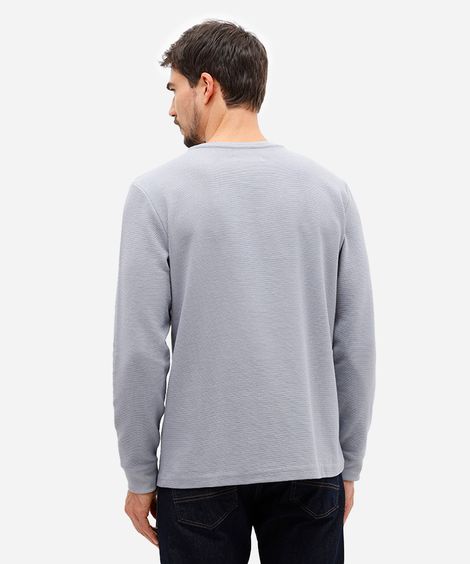 camiseta masculina manga longa texturizada azul