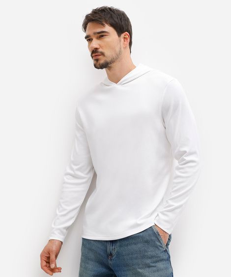 camiseta masculina de algodão peruano básica com capuz branca